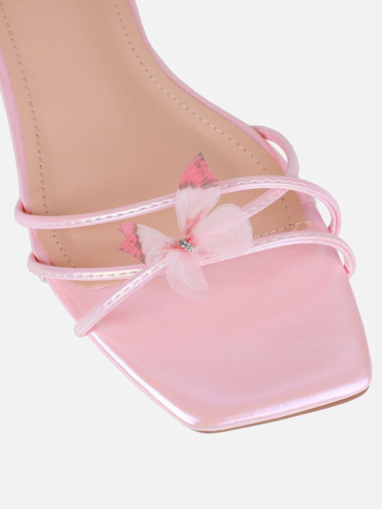 Butterfly Strappy Flat Sandals Pink / 10