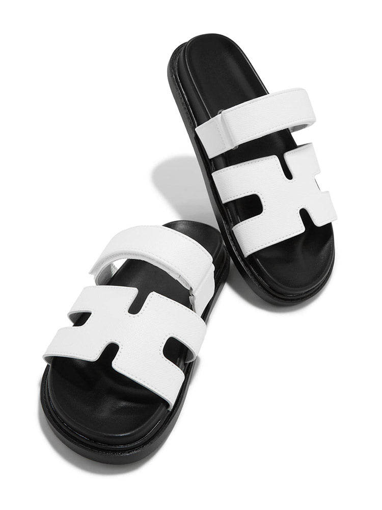 Velcro Strap Flat Sandals Brown / 7.5/8