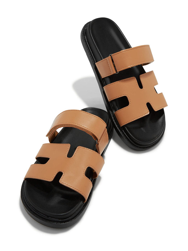 Velcro Strap Flat Sandals Rose / 6