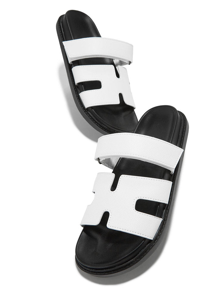 Velcro Strap Flat Sandals Brown / 8.5