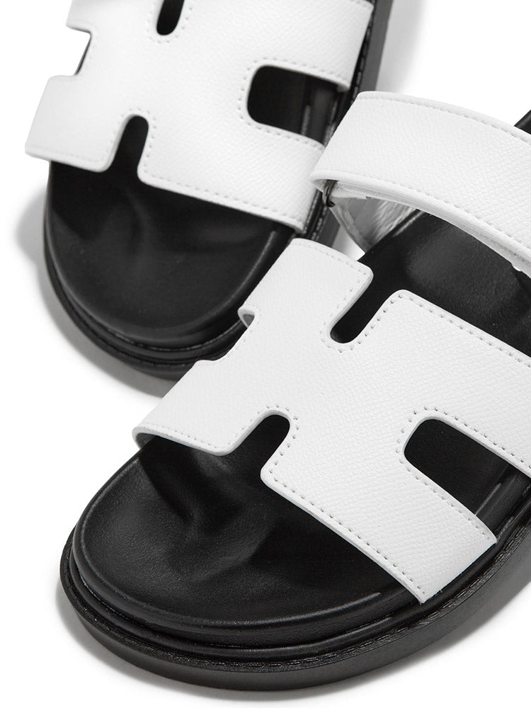 Velcro Strap Flat Sandals Brown / 9/9.5