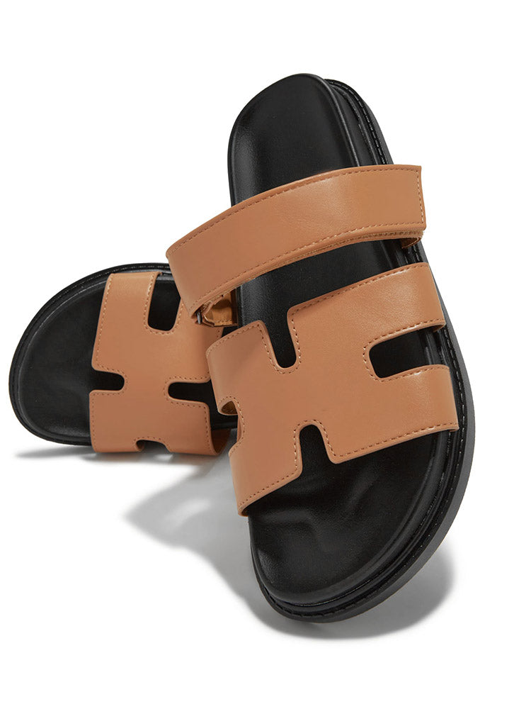 Velcro Strap Flat Sandals Rose / 6.5/7