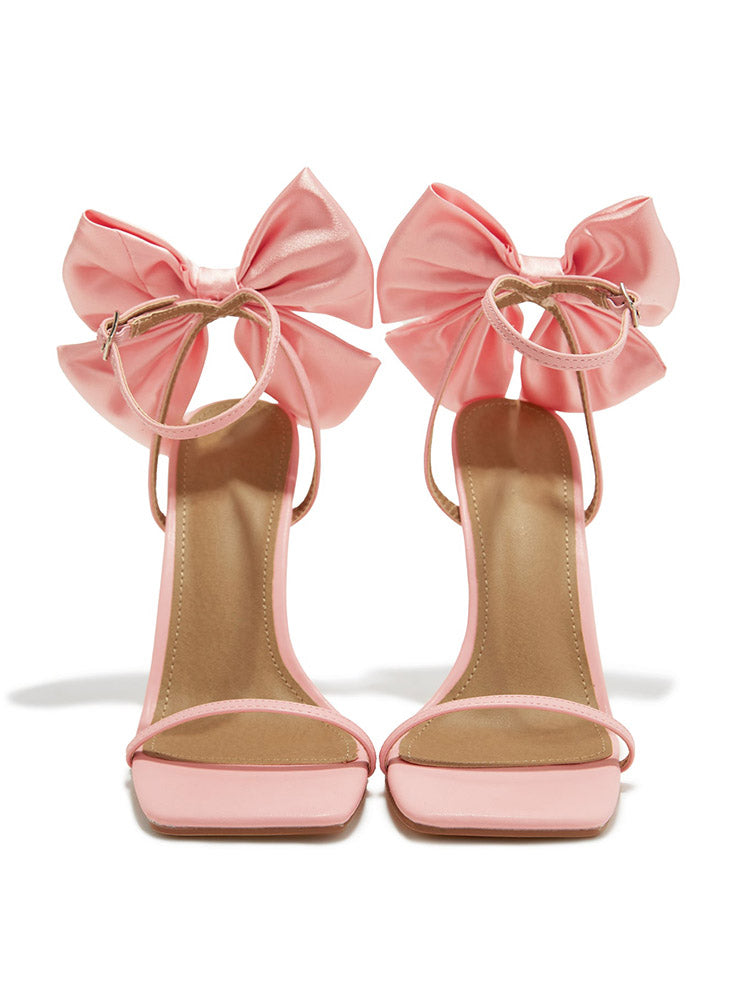 Fairytale Ankle Strap Bow Heel Sandals Beige / 5/5.5