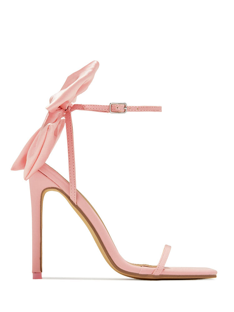 Fairytale Ankle Strap Bow Heel Sandals Beige / 6.5/7