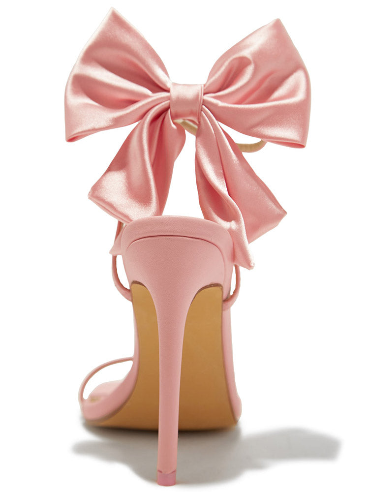 Fairytale Ankle Strap Bow Heel Sandals Beige / 6