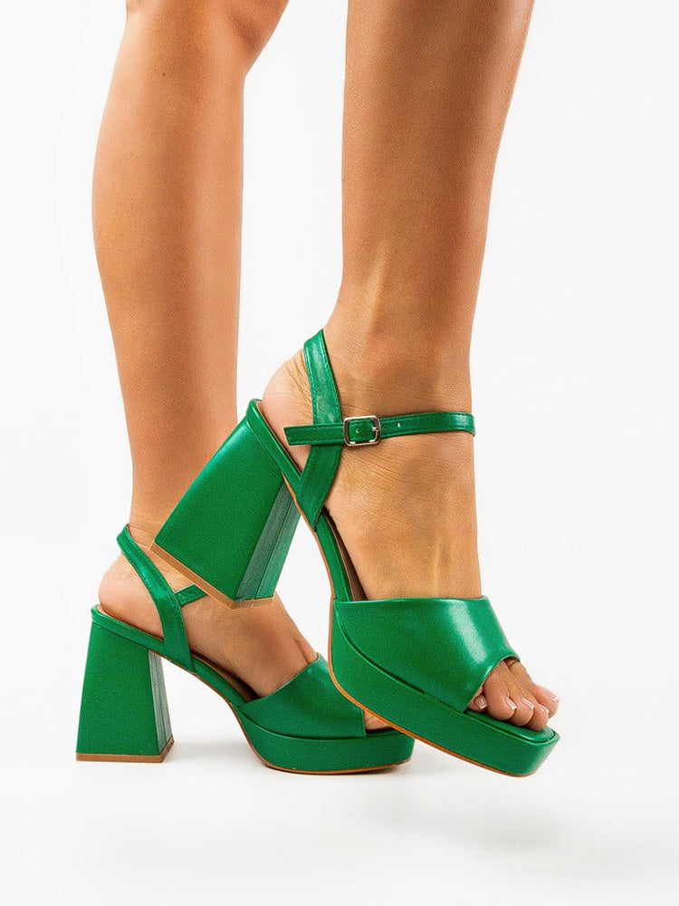 Leather Chunky Heel Sandals White / 10
