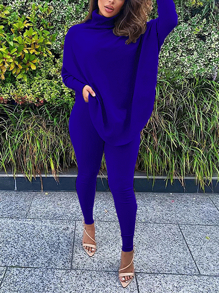 Batwing Sleeve Top & Skinny Pants Set Orange / S