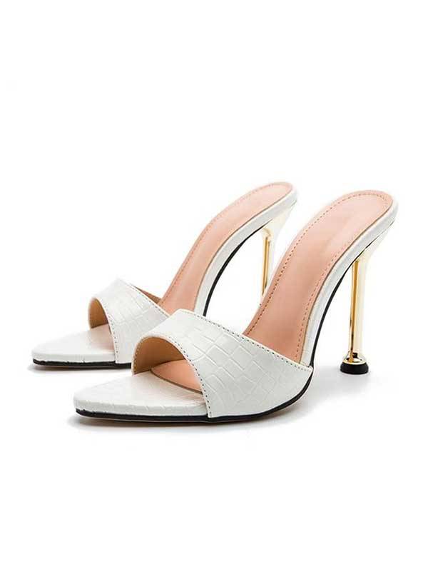 Pointed Toe Slip-On Stiletto Heels Black / 6.5/7