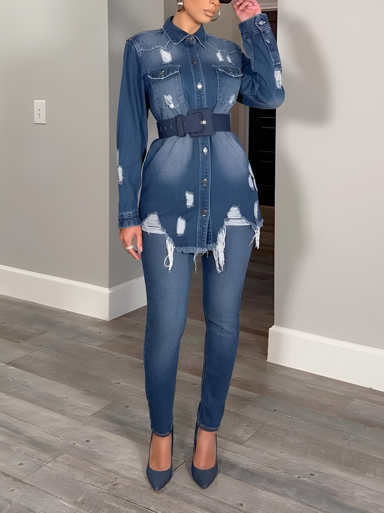 Ripped Denim Jacket Blue / 2XL
