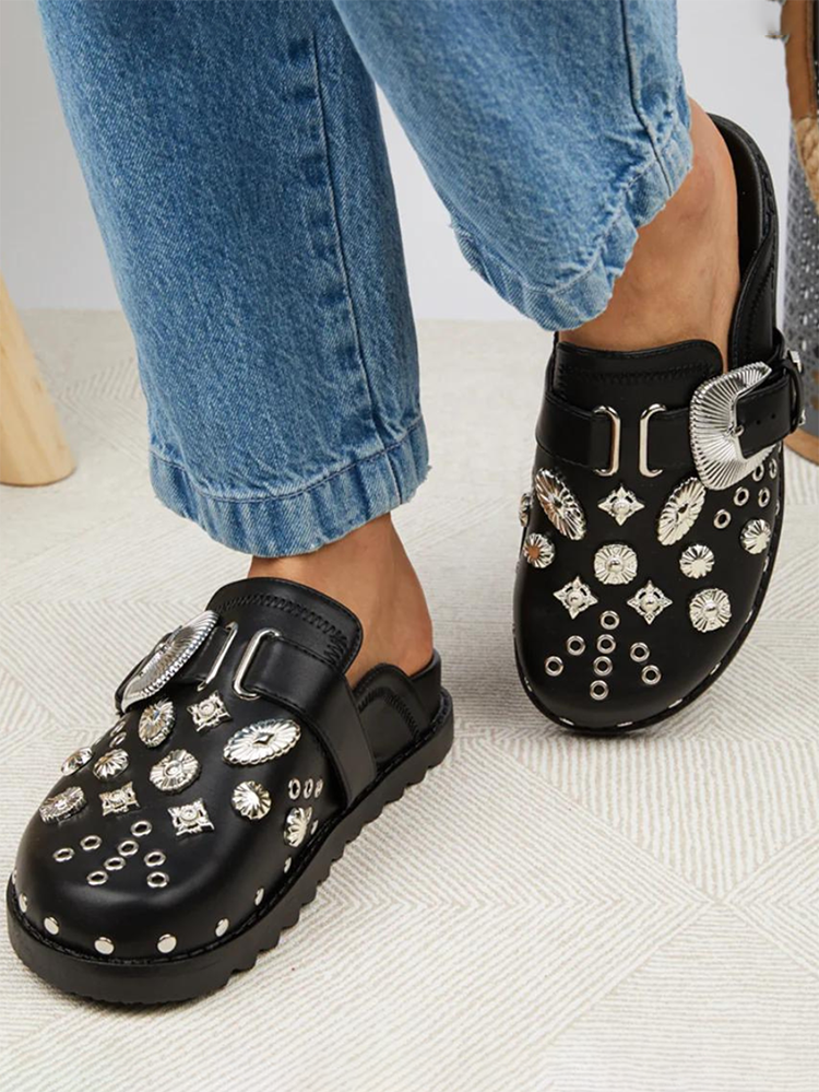 Buckle Slip On Slides Black / 9/9.5