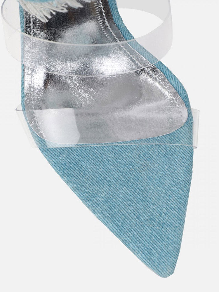 Denim Spiral Strap Sandals Blue / 10
