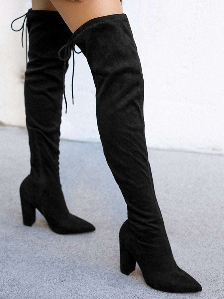 Suede Tie Back Boots Brown / 6.5/7