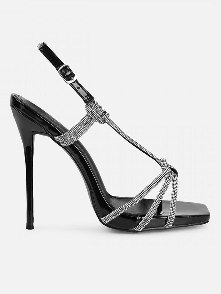Rhinestone Knot Heels Black / 7.5/8