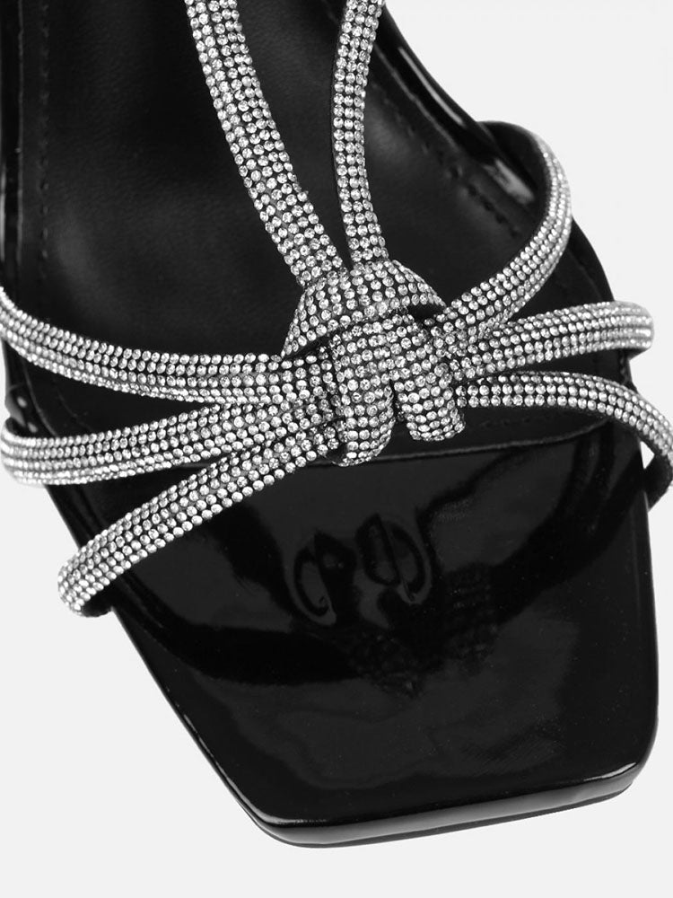 Rhinestone Knot Heels Black / 8.5