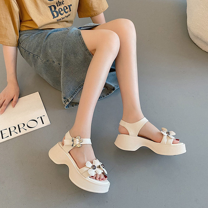 Trendy Flower Sandals Beige / EU:40:US Women's 9-9.5