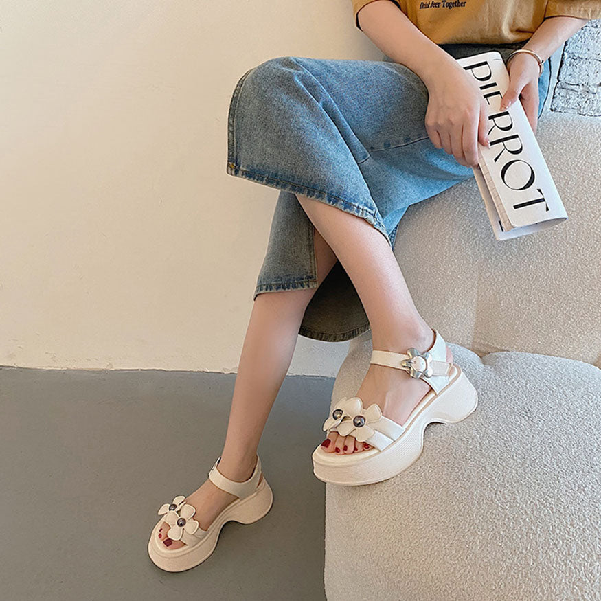 Trendy Flower Sandals Black / EU:35:US Women's 4-4.5