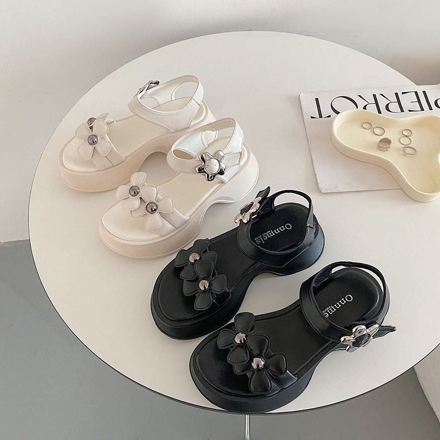 Trendy Flower Sandals Black / EU:38:US Women's 7-7.5