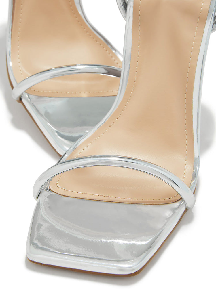 Unique Heel Sandals Silver / 6