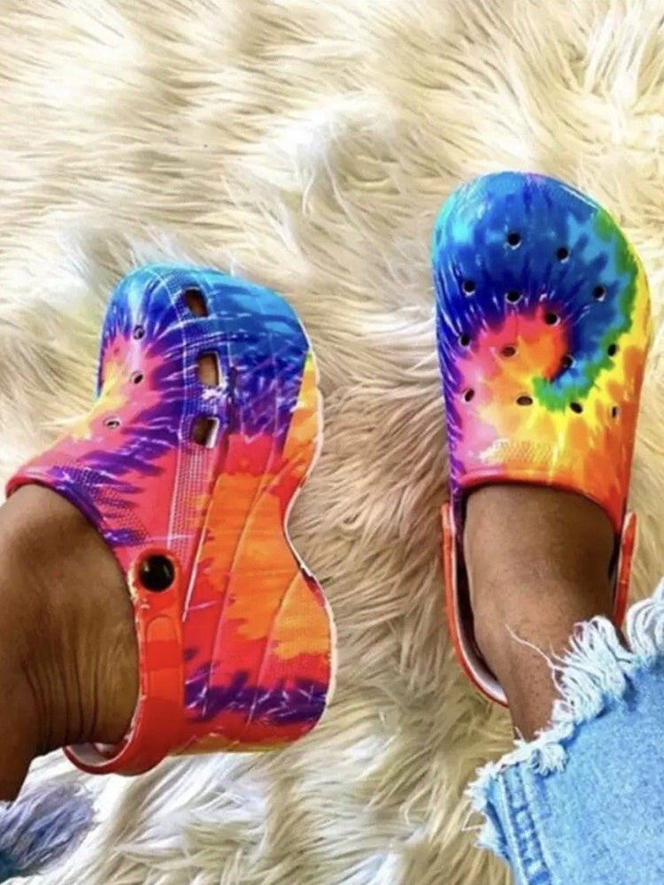 Casual Thick Sole Hole Sandals Rainbow / 6.5/7