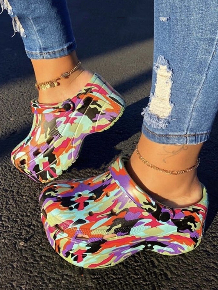 Casual Thick Sole Hole Sandals Camo / 5/5.5