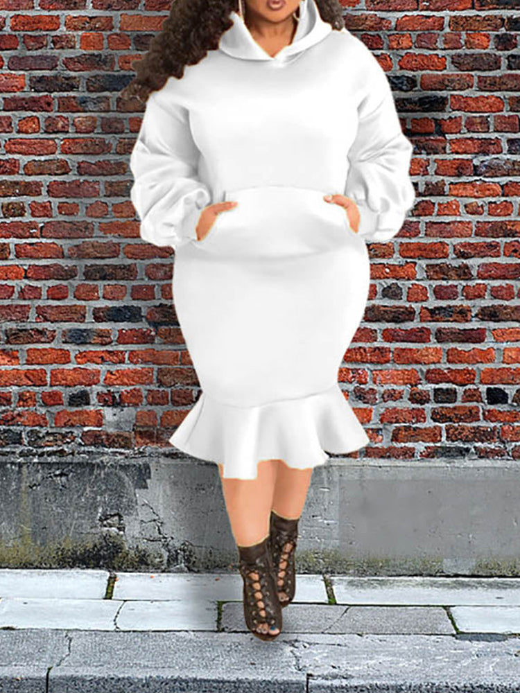 Hoodie Sweater Flounce Skirt Set Yellow / 2XL