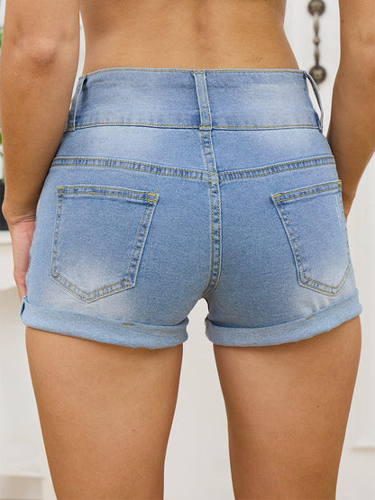 High Waist Denim Shorts 01-light Blue / 27