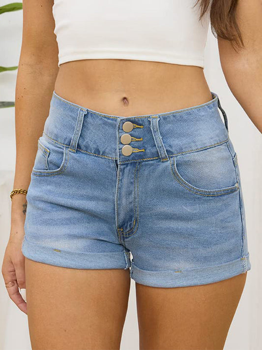 High Waist Denim Shorts 01-light Blue / 25