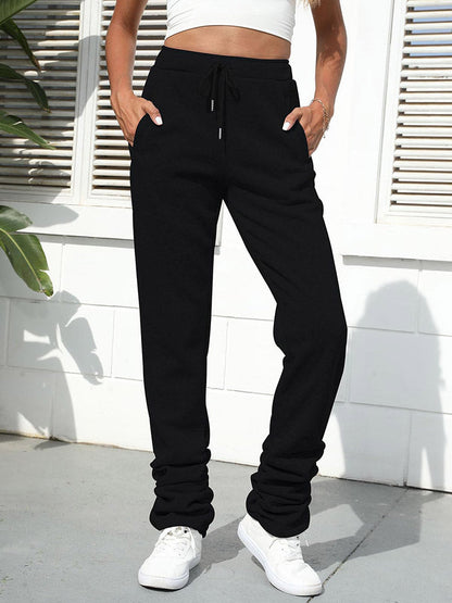 Solid Stacked Sweatpants Black / M