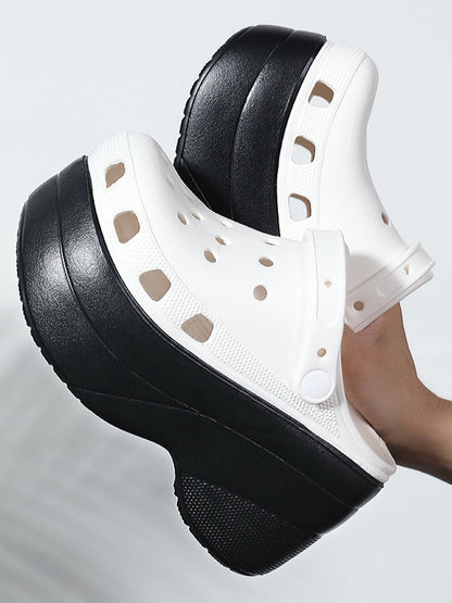 High Platform Solid Sandals Black White / 6.5/7