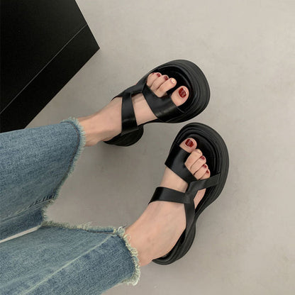 Chic Simple Twist Sandals Black / EU:37:US Women's 6-6.5
