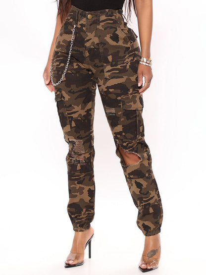 Ripped Camo Cargo Pants Tarnung / S