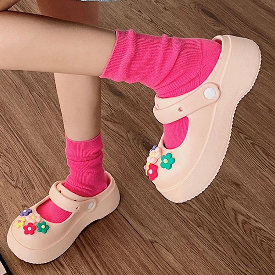 Colorful Flower Decor Beach Shoes Pink / EU:39-40:US Women's 8-9.5 Men's 5.5-7