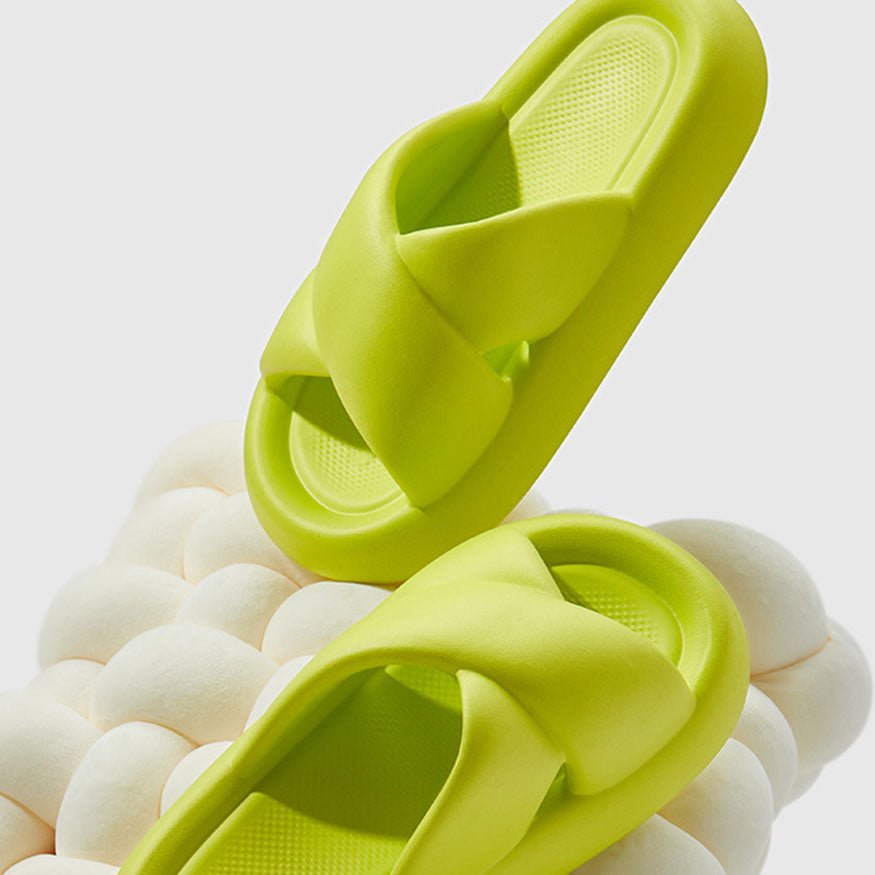 Chunky Platform Cross Slides White / EU:35-36:US Women's 4-5.5