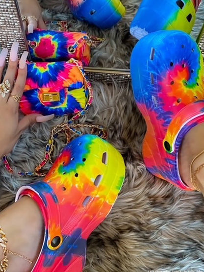 Casual Thick Sole Hole Sandals Rainbow / 6