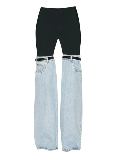 Patchwork Denim Pants Long Pants / L
