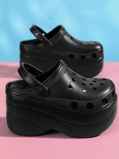 High Platform Solid Sandals Black White / 10