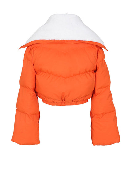 Letter Embroidery Puffer Jacket Blue / 2XL