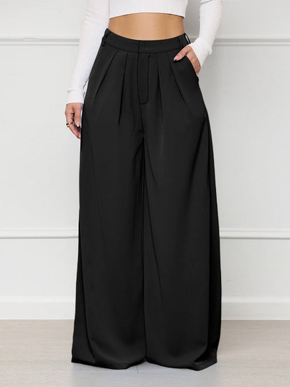 High Waist Pocket Wide Pants Army Green / XL
