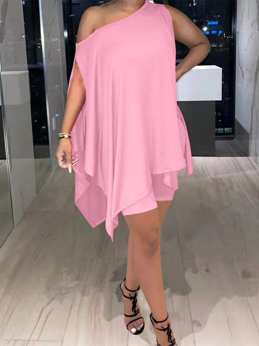 Solid Sleeveless Casual Set Pink / S