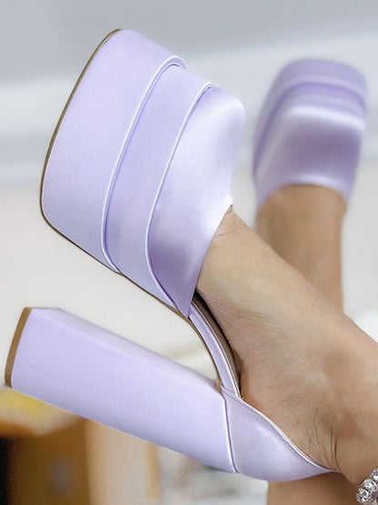 Rhinestone Decor Platform Heels Apricot / 10