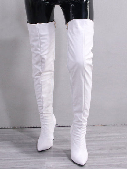 Full Zip Over The Knee Leather Boots Rose / 10.5/11