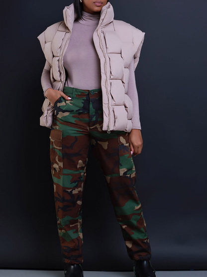 Braid Puffer Vest Beige / M