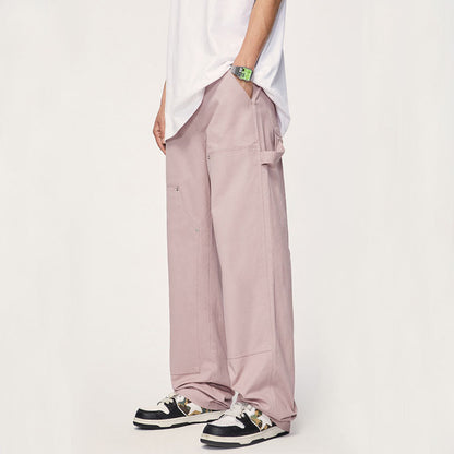 Wide Leg Solid Color Cargo Pants Coffee / M