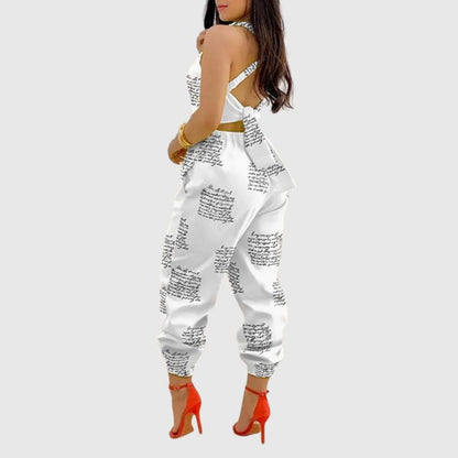 Halter Backless High Waist Jumpsuit Orange / 2XL