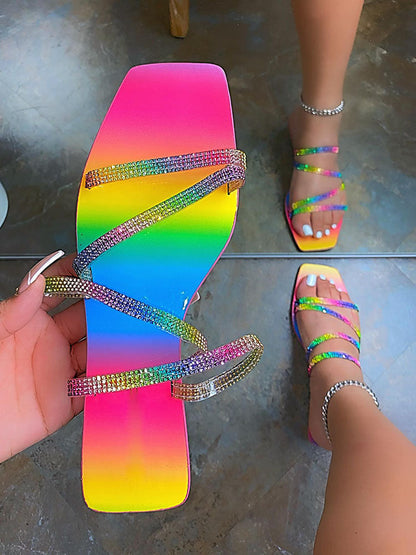 Rhinestone Flat Sandal Multicolor / 6.5/7