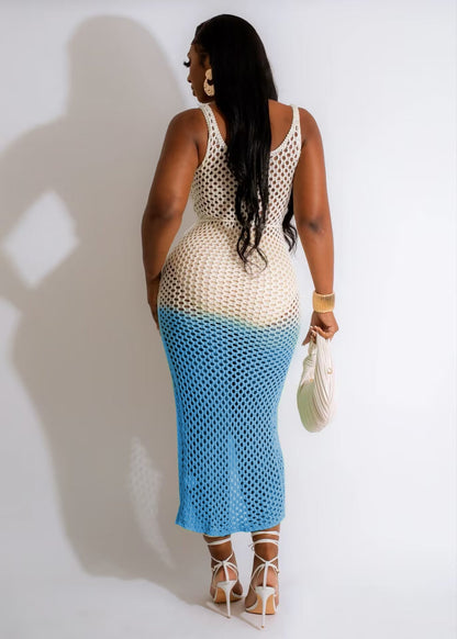 Ombre Crochet Dress Green / XL