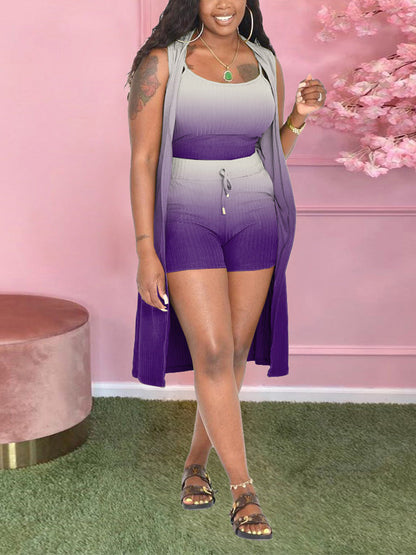 Gradient Ribbed 3PC Set Rose / 3XL