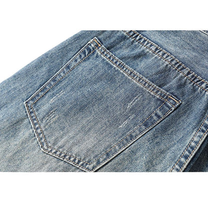 Vintage Distressed Washed Ripped Jeans Blue / 7XL