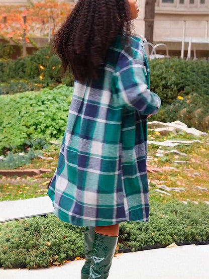 Flannel Pocket Plaid Cardigan Green / 2XL