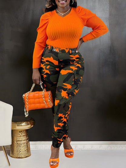 Camo Cargo Joggers Orange / M